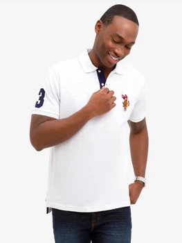 Поло довге чоловіче U.S. Polo Assn 113046-8800A L Біле (786667114389)