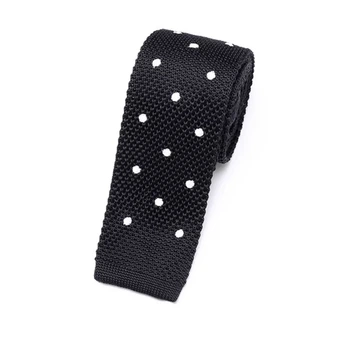 Краватка Bow Tie House в'язана чорна в білий горошок 04731