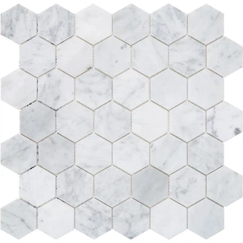 Мозаика Mozaico de LUX C-MOS HEXAGON BIANCO CARRARA POL каррара,белый,серый мрамор за 1 ШТ