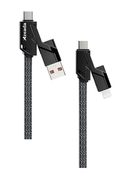 Кабель 4 в 1 Proda Azeada Armor PD-B96th Lightning 100W, Type-c USB to Type-C lightning 1,5 метри чорний
