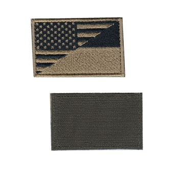 Шеврон патч на липучке Флаг Украино-Американский коричневый, койот, 5см*8см, Светлана-К