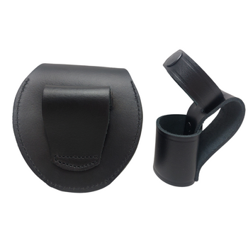 Комплект полицейского ВОЛМАС кожаный чехол для наручников + держатель дубинки (КП-3)