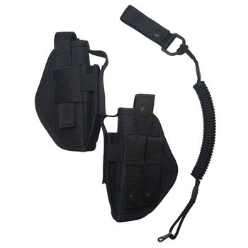 Кобура ВОЛМАС для ПМ с системой крепления Molle с карманом для магазина черная + тренчик шнур страховочный