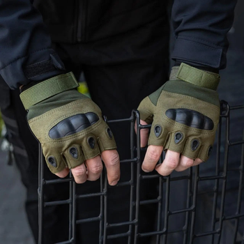 Штурмовые тактические безпалые перчатки с защитой L (Обхват ладони: 22-23 см)