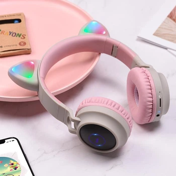 Bluetooth навушники Hoco W27 Cat Ear котячі вушка з підсвічуванням