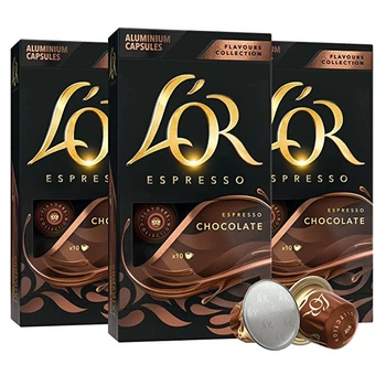 Triple Pack Nespresso L'or Espresso Chocolate (3 упаковки по 10 капсул) - Кава в капсулах Неспресо Лер