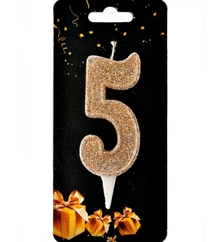 Свечи - цифры в торт "5", высота - 8 см, цвет - капучино