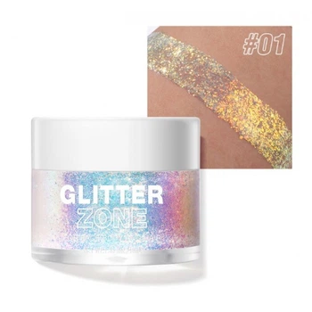 Глітер для обличчя, волосся та тіла глянсовий Langmanni Glitter Zone, рідкий шимер, тон 1