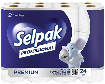 Папір туалетний Selpak Professional Premium Целюлозний 3 шари 24 рулона (8690530118201)