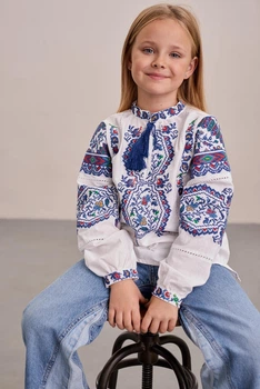 Вишиванка для дівчинки Казка синя MEREZHKA розмір 146