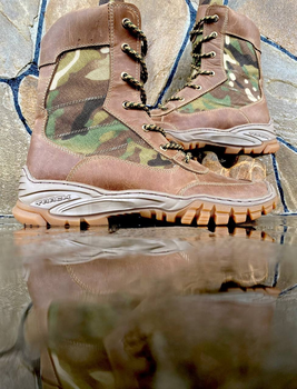 Берці черевики тактичне взуття полегшені Літо натуральна гідрофобна шкіра посилена п’ята та носок Мультикм р 42
