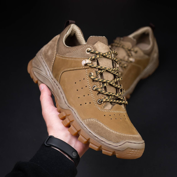 Ботинки кроссовки тактическая обувь легкие (лето) натуральная гидрофобная кожа усиленная пятка и носок Койот 43