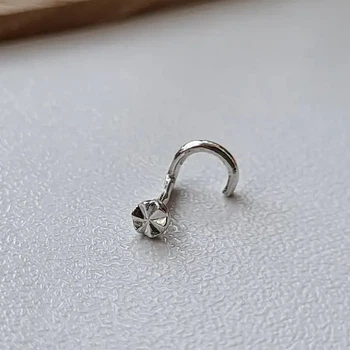Серебряный пирсинг в ніс Алмаз без камней серебро 925 6050 0.20г