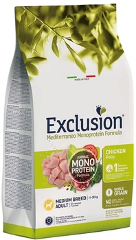 Повнораціонний сухий корм Exclusion Adult Chicken Medium Breed з куркою для дорослих собак середніх порід 12 кг (8011259003096)