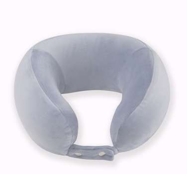 Ортопедическая дорожная подушка-бублик под шею Travel Pillow от Correct Shape, чехол велюр, цвет Голубой, 28х27,5х14 см