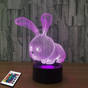 3D світильник з пультом та акумулятором 3D Lamp Заєць (LP-2770)
