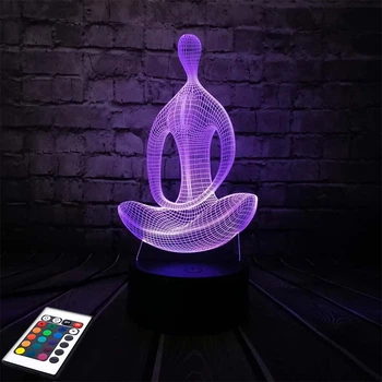 3D светильник с пультом и аккумулятором 3D Lamp Йога (LP-3000)