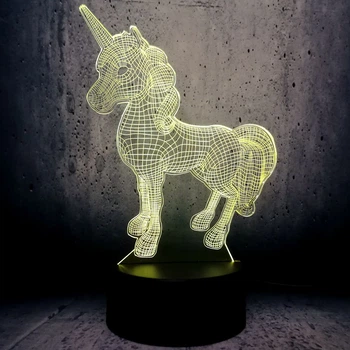3D світильник з пультом та акумулятором 3D Lamp Єдиноріг (LP-17832)
