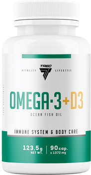 Жирні кислоти з вітаміном D3 Trec Nutrition Omega-3 + D3 90 капсул (5902114040574)