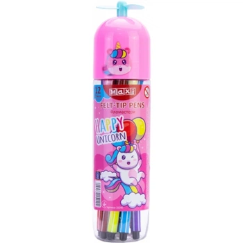 Фломастеры Maxi Unicorn в пластиковом тубусе-вертолете, 12 цветов (MX15240)