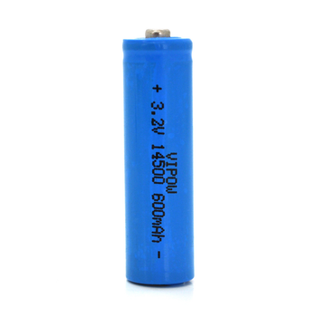 Литий-железо-фосфатный аккумулятор 14500 Lifepo4 Vipow IFR14500 TipTop, 600mAh, 3.2V, Blue