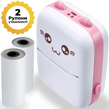 Портативний дитячий термопринтер JETIX Mini printer Pink з набором термопаперу (2 рулони)
