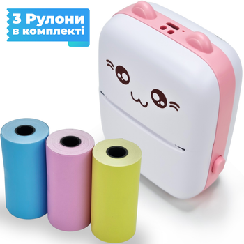 Портативний термопринтер JETIX Mini printer Pink | Дитячий принтер із набором кольорового термопаперу в комплекті