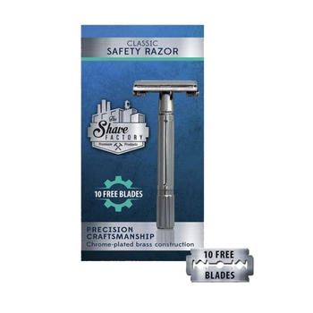 Т-подібний станок для гоління The Shave Factory Shave Safety Razor з футляром та лезами
