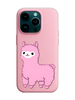 Матовый розовый чехол на Apple iPhone 14 Pro :: Лама розовая (принт 100)