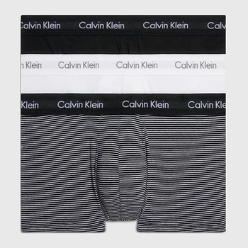 Набір трусів шорти Calvin Klein Underwear Low Rise Trunk 0000U2664G-IOT L 3 шт Чорний/Білий/Сірий у смужку (8719851968637)