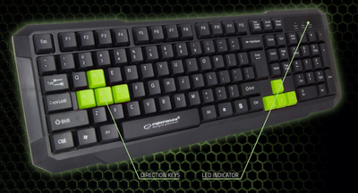 Клавіатура дротова Esperanza Aspis EGK102 USB Black/Green (EGK102G)