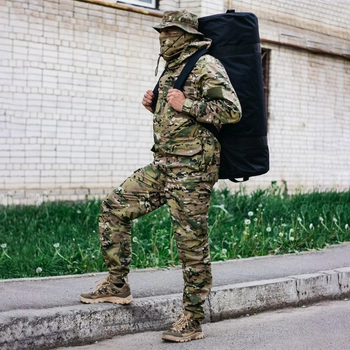 Рюкзак-сумка баул военная, баул армейский Оксфорд черный 100 л тактический баул с клапаном.