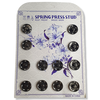 Кнопка пришивна металева SPRING PRESS STUD 19 мм Чорний Нікель 12 шт