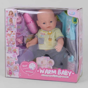 Пупс функциональный Warm Baby WZJ 057 A-581, 10 функций, ходит в туалет, кушает, оснащен пищалкой