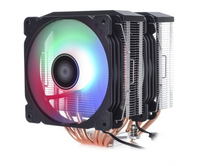 Кулер для процесора Qube QB-OL2100, алюміній та мідні теплові трубки, 2x120 мм RGB, для Intel 20хх/11хх, AMD AMх/FMх