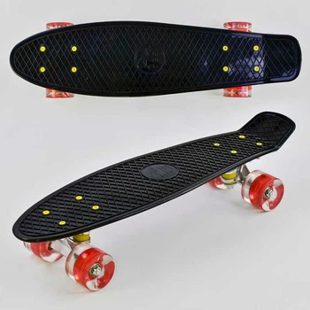 Скейт Пенни борд 0990 (8) Best Board, чёрный, доска=55см, колёса pu со светом, диаметр 6см