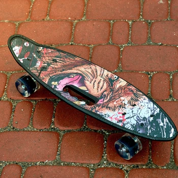 Скейт Пенни борд Skate со светящимися колесами Черный