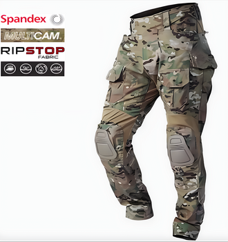 Тактичні штани G3 COMBAT PANTS MULTICAM бойові армійські штани мультикам з наколінниками та спандекс вставками р.S