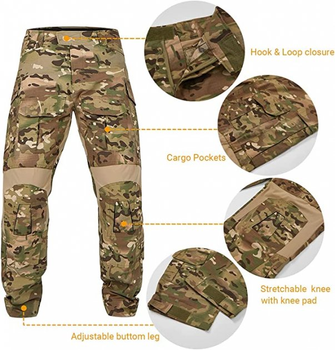 Тактичні штани G3 COMBAT PANTS MULTICAM бойові армійські штани мультикам з наколінниками та спандекс вставками р.S