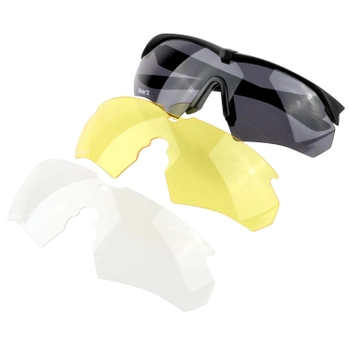 Захисні військові тактичні окуляри Daisy C10 Black + 3 комплекти лінз
