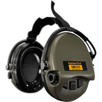 Навушники активні тактичні Преміум класу армії США Sordin Supreme Pro-X Neckband з кріпленням за шоломом та порошковим амбушюром Швеція