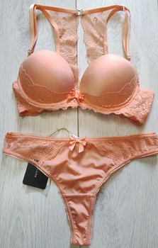 Комплект женского белья с кружевной спинкой PUSH UP Marc&Andre S4-1416 85B персиковый