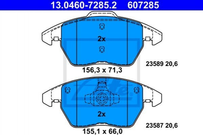 Колодки тормозные дисковые, к-кт VW BEETLE 11- ATE (13046072852)