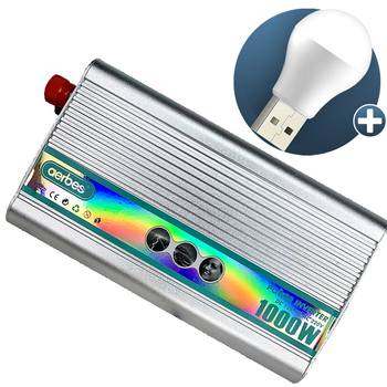 Преобразователь напряжения Aerbes AB-Q013 1000 Ватт инвертор 1000W с модифицированным синусом Италия + подарок USB лампочка.