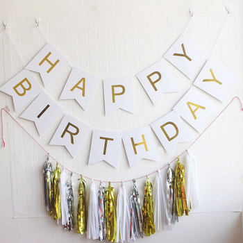 Композиція Тассел Та Розтяжка Happy Birthday | Білий