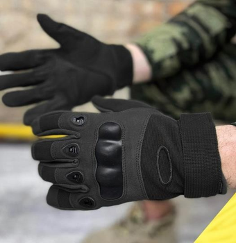 Рукавички чоловічі тактичні з кісточками та закритими пальцями 4623 L Чорний