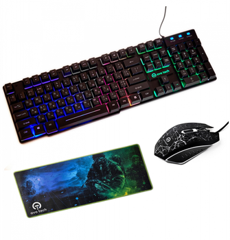 Комплект ігровий 3в1 - Gaming AVAtech Combo (мишка і клавіатура з підсвітками + килимок великий)