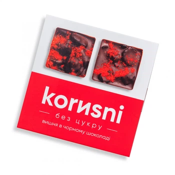Вишня в керобному чорному шоколаді KORИSNI 100 г
