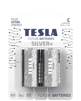Батарейки, щелочные, TESLA C SILVER+ LR14, ЦЕНА ЗА 2ШТ 392370