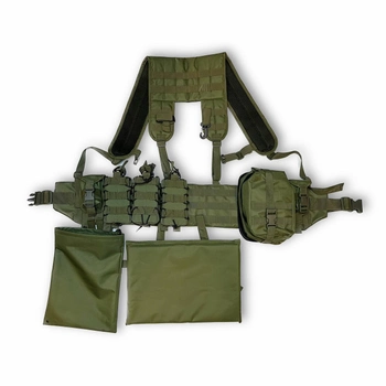 Ремінна-плечова система (РПС) комплект з відкритими підсумками (11 позицій) "XXL" олива